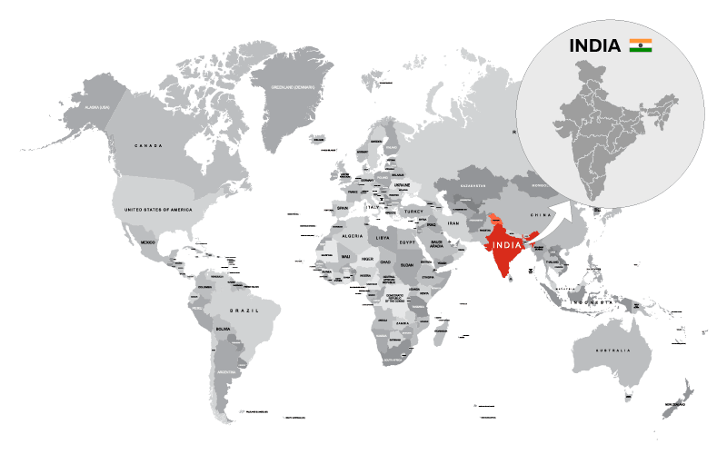 India in globe image