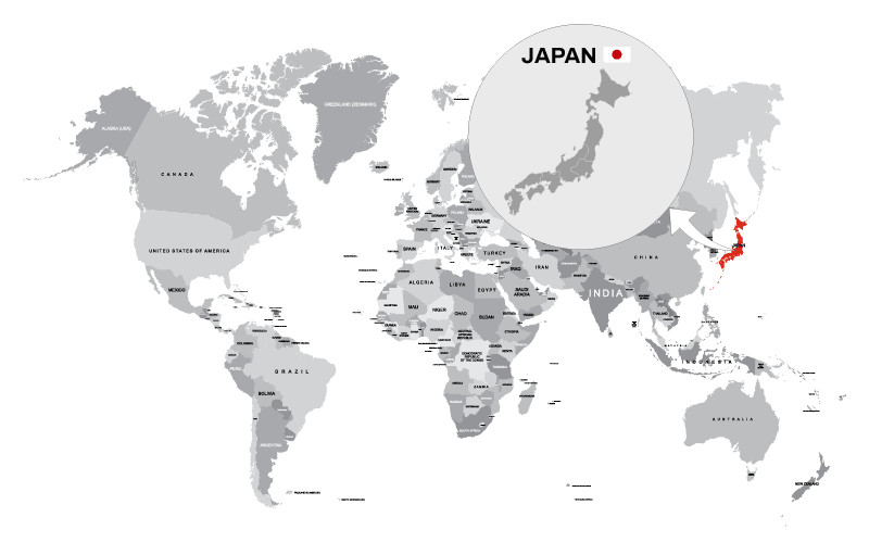 Japan in globe image